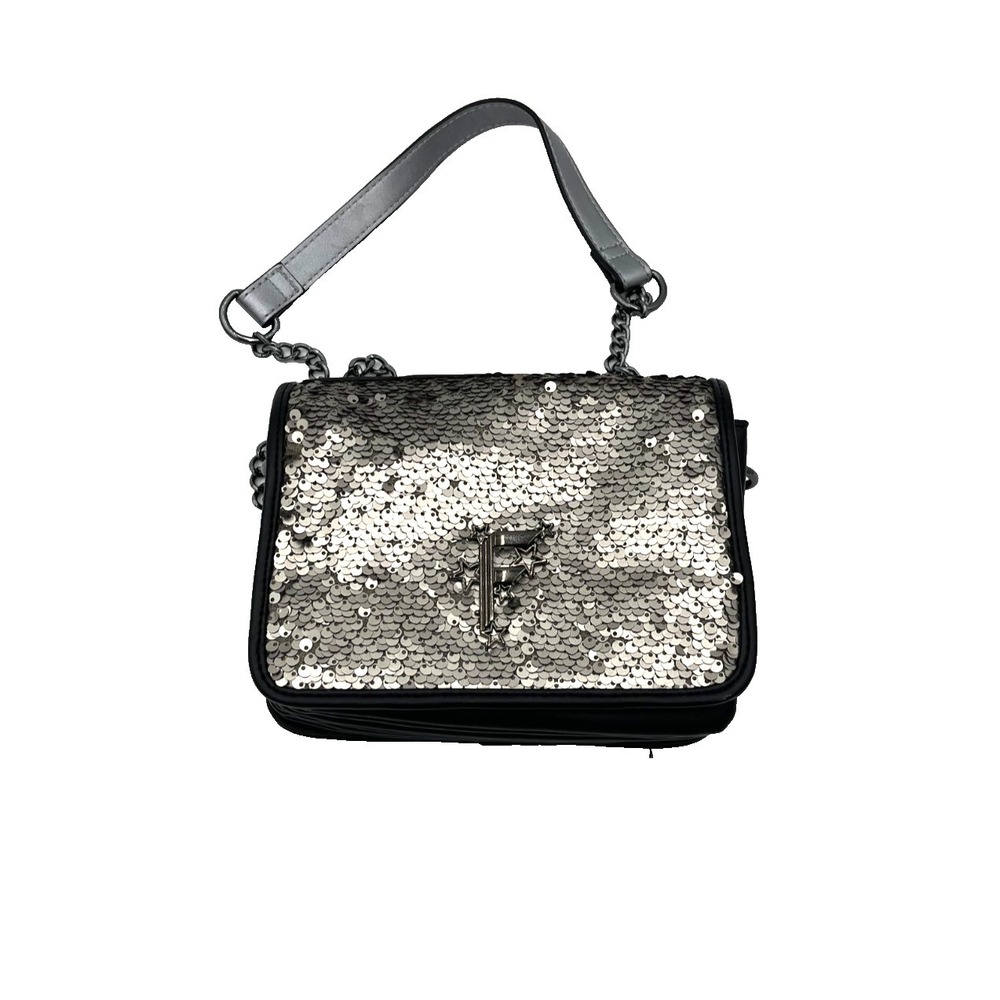 Fiorelli EST 1988 Silver & Black Sequin Crossbody Purse with Chain Strap FH8730